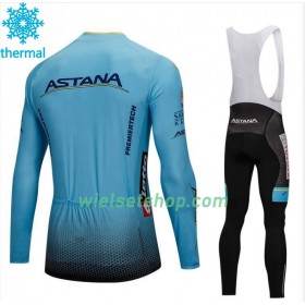 Fietskleding (Fietsshirt Lange Mouw + Lange Koersbroek) 2018 Astana Pro Team N001 Winter Thermal Fleece